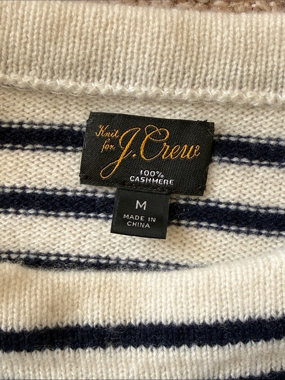 J. Crew Cream and Navy Striped Cashmere Sweater - Picture 3 of 4